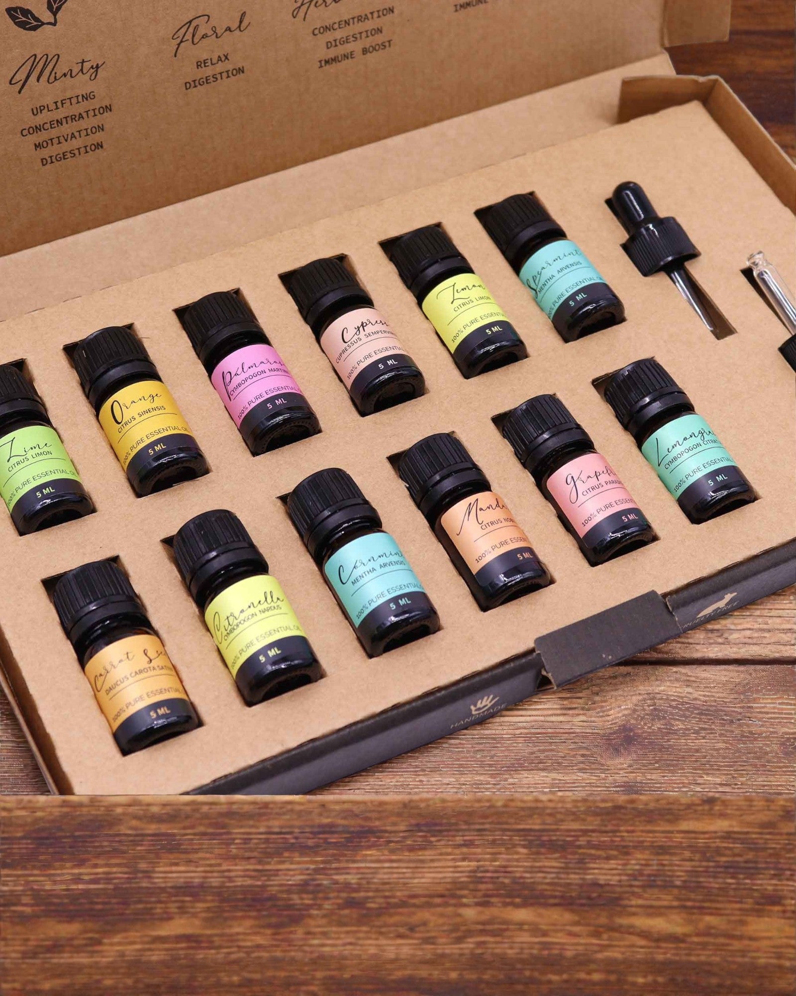 Letnia Energia Natury – Luxus 12 darabos, 5 ml-es illóolajkészlet cseppentőkkel