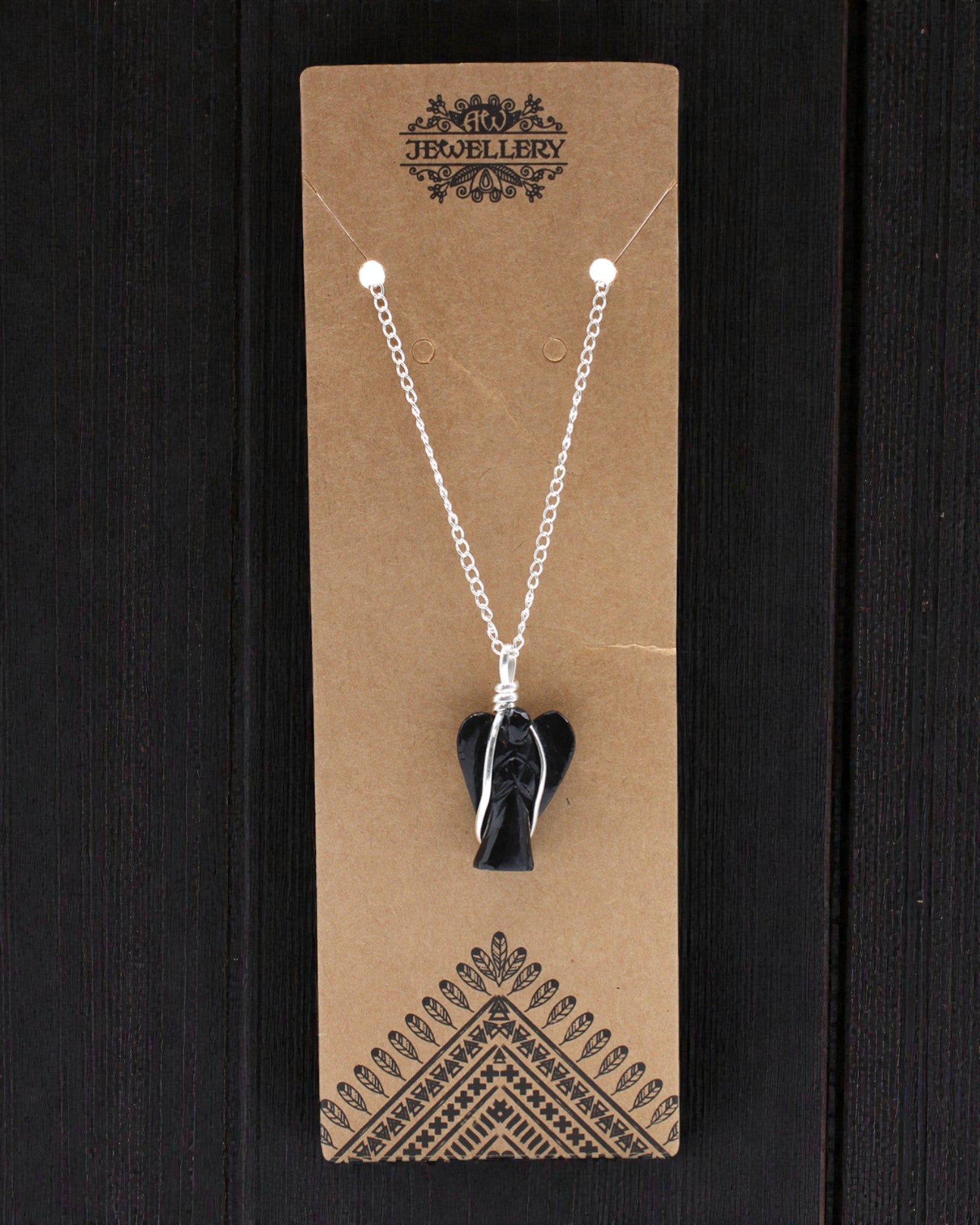 Noctis őrzője – őrangyal-függő fekete achátból