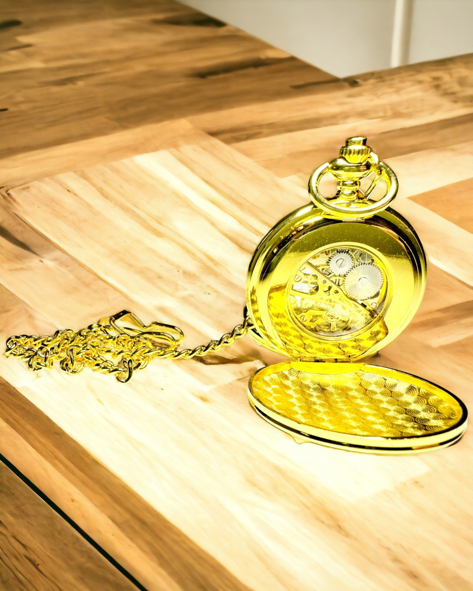 Klasszikus Kézi Mechanikus Zsebóra Dupla Fedéllel, Kézi Felhúzású, Arany Színű, Gravírozással