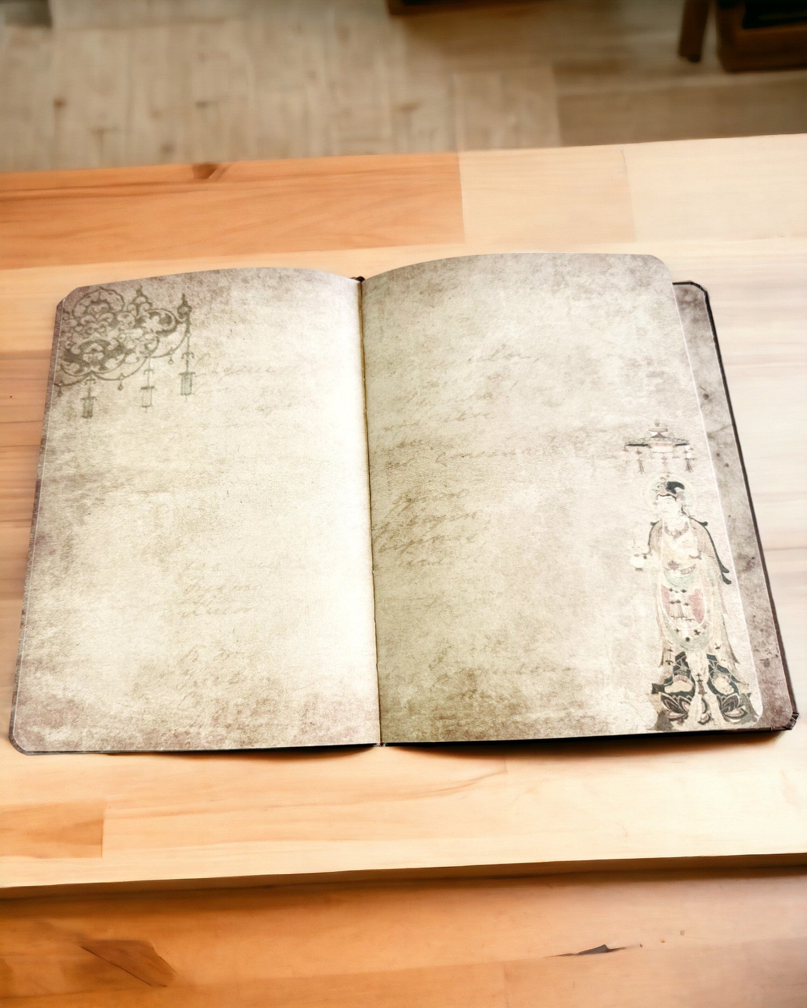 Vintage barna jegyzetfüzet díszes retro stílusú borítóval – Felfedező jegyzetfüzet – Barna, Vintage