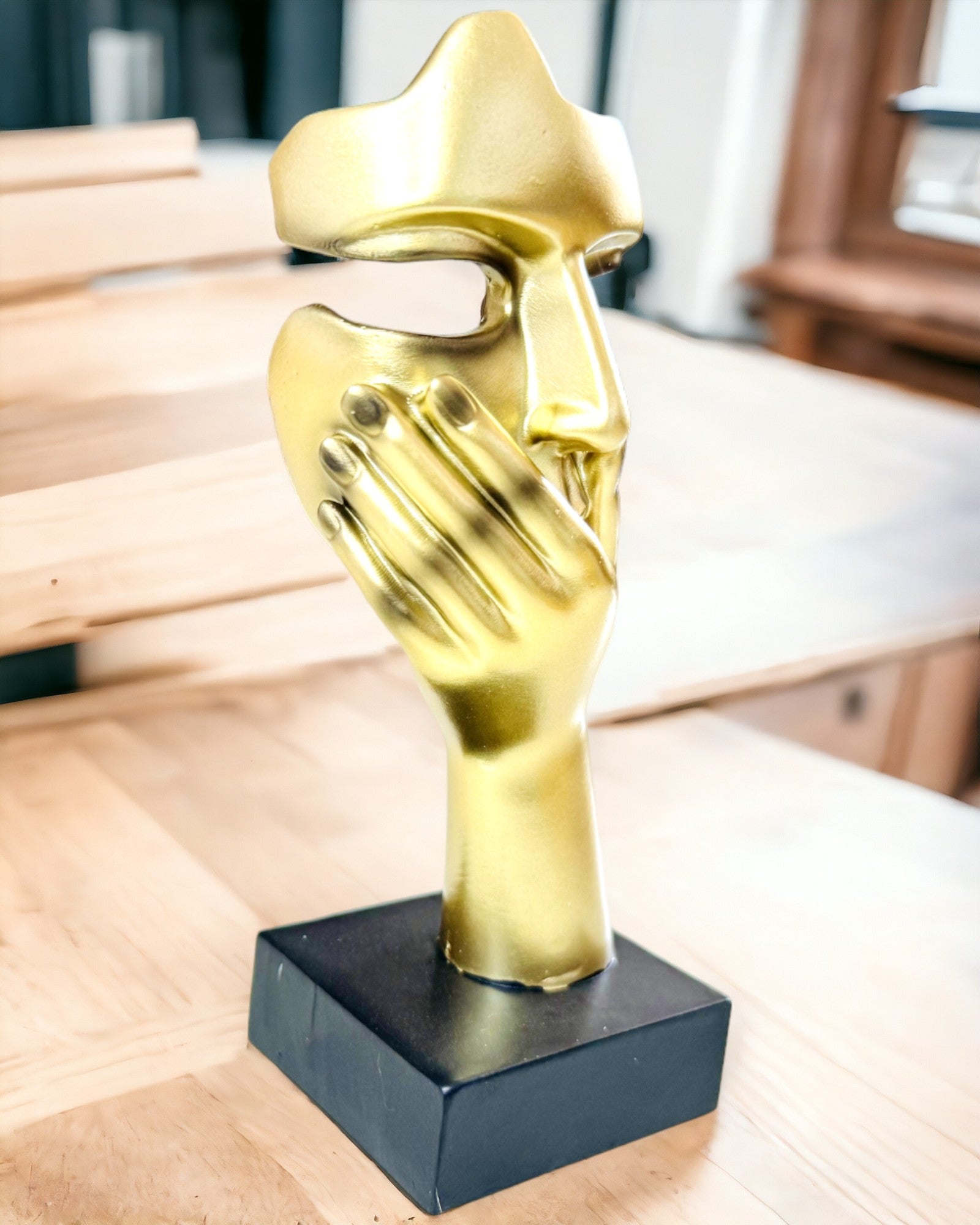 Absztrakt Kézszobor "A Művészet Érintése" - Európai Stílusú Irodai Dekoráció, Személyre szabott gravírozással 2 darab