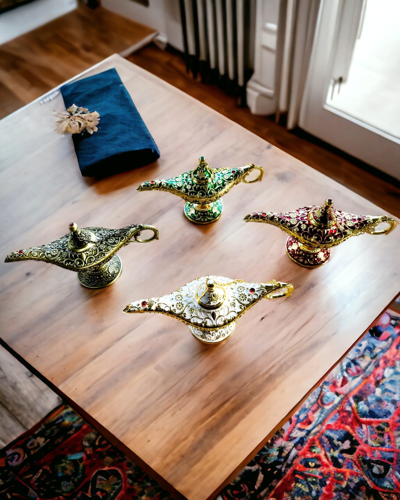 Aladdin Varázslámpája Gravírozási Lehetőséggel - Sötétzöld Változat, arannyal átszőve
