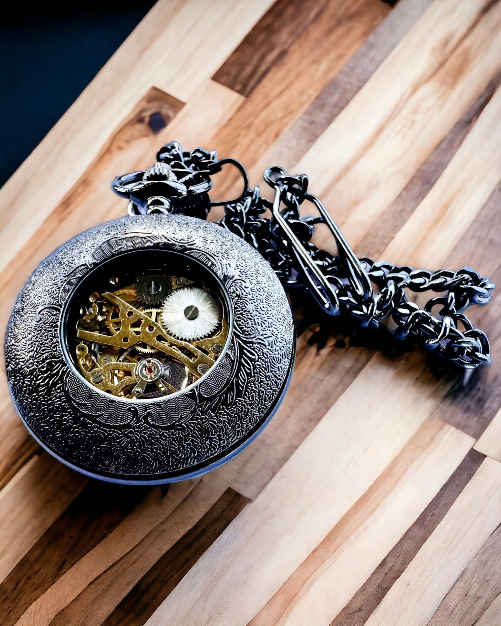 Zsebóra "Eterna Elegancia", személyre szabott ajándék, gravírozás. Fekete színű