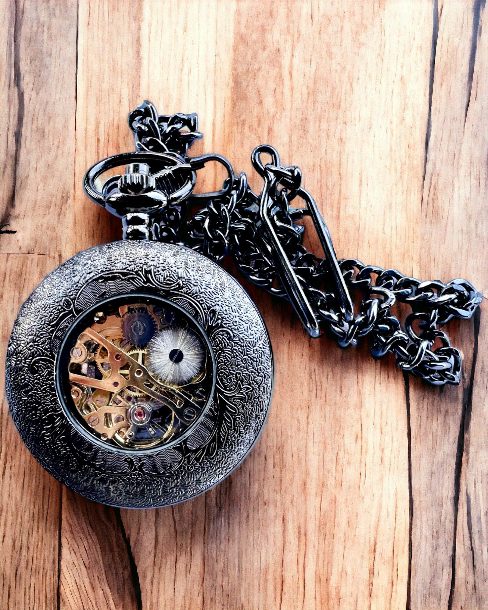 Zsebóra "Eterna Elegancia", személyre szabott ajándék, gravírozás. Fekete színű