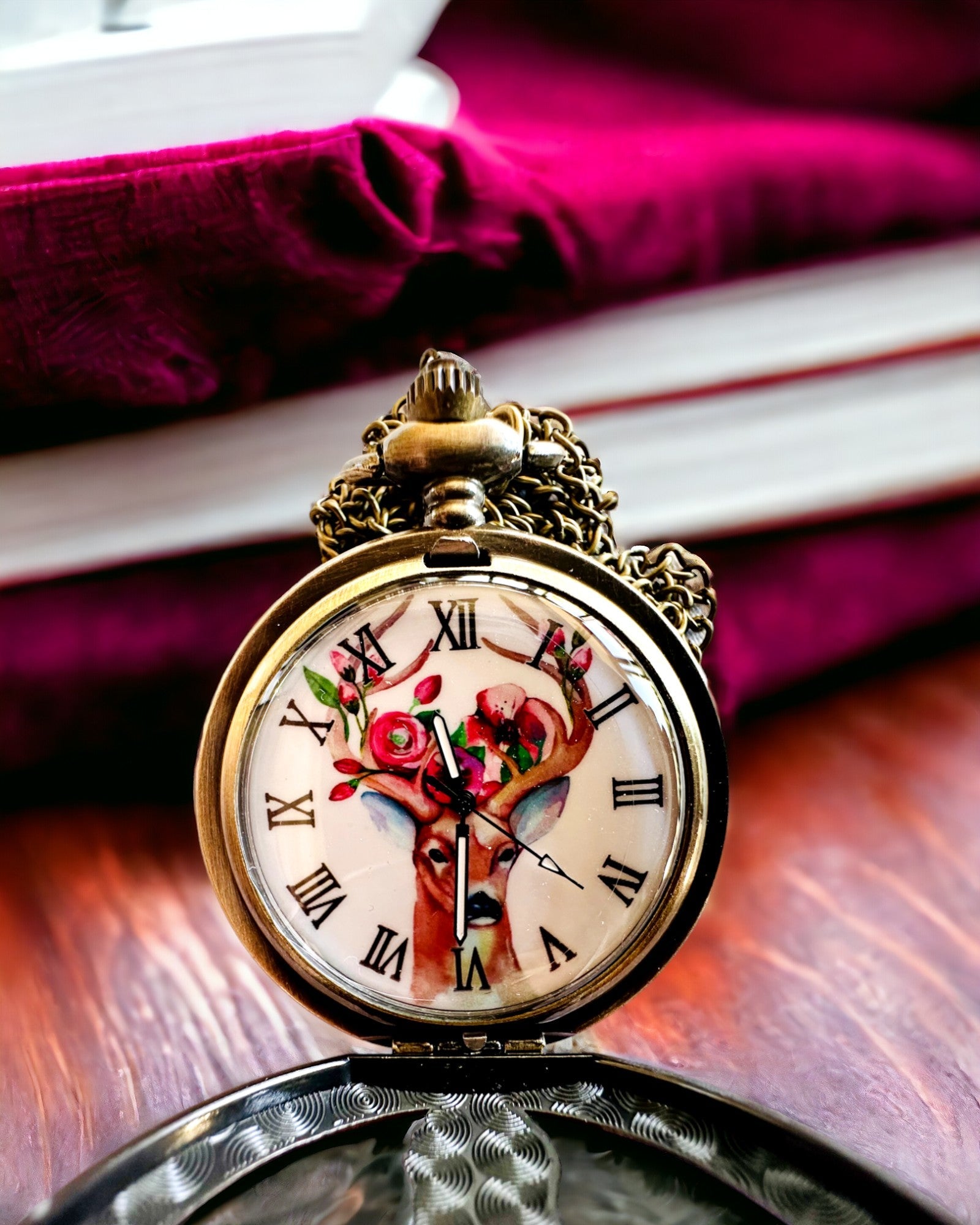 Zegarek kieszonkowy Leśny Strażnik - Elegancki Zegarek z Motywem Jelenia, możliwość personalizowania grawerem