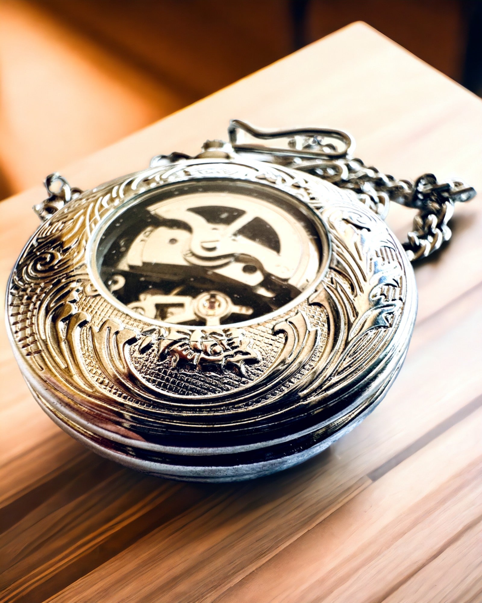 Ezüst "Vintage Elegance" zsebóra, gravírozással személyre szabható