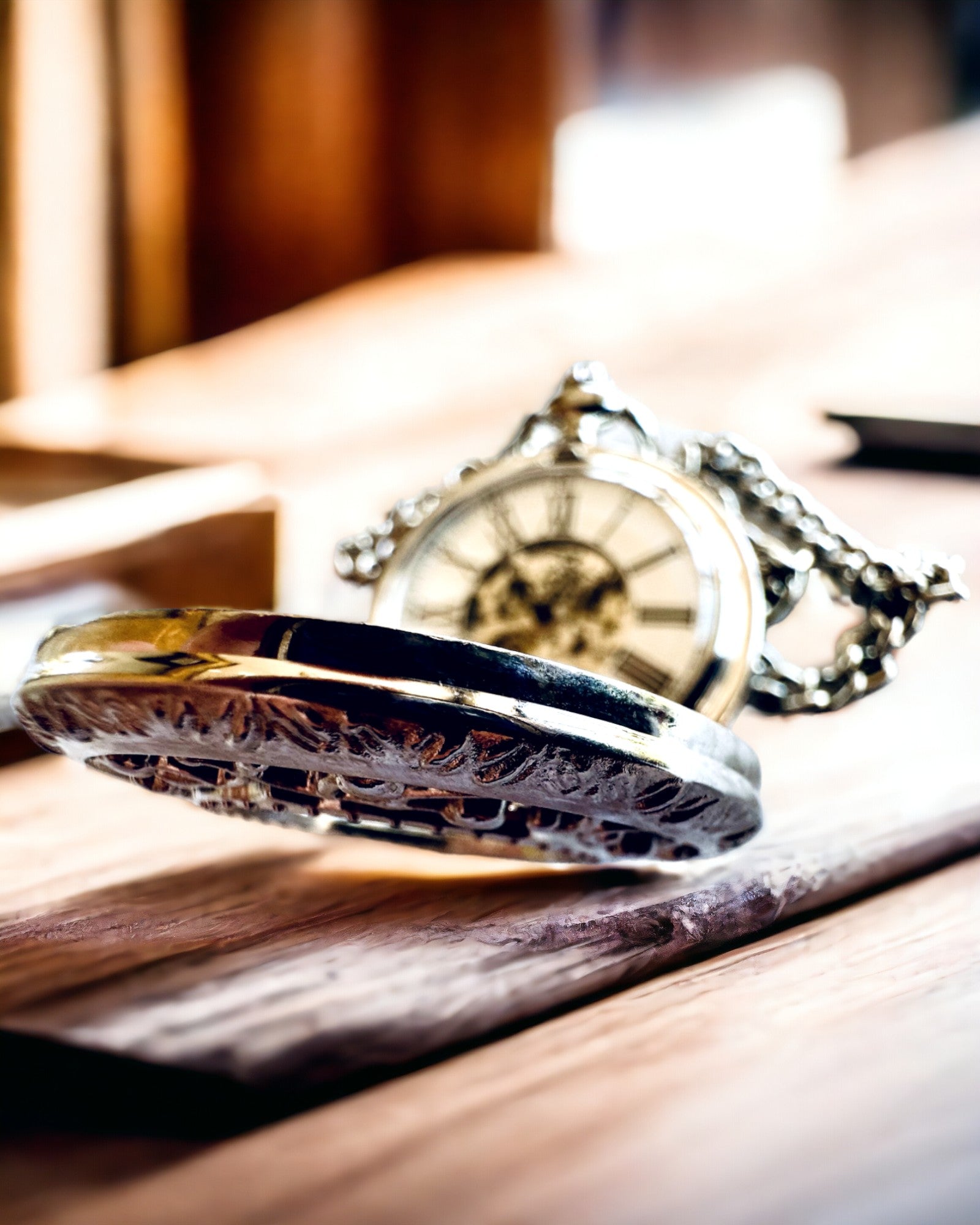 Ezüst "Vintage Elegance" zsebóra, gravírozással személyre szabható