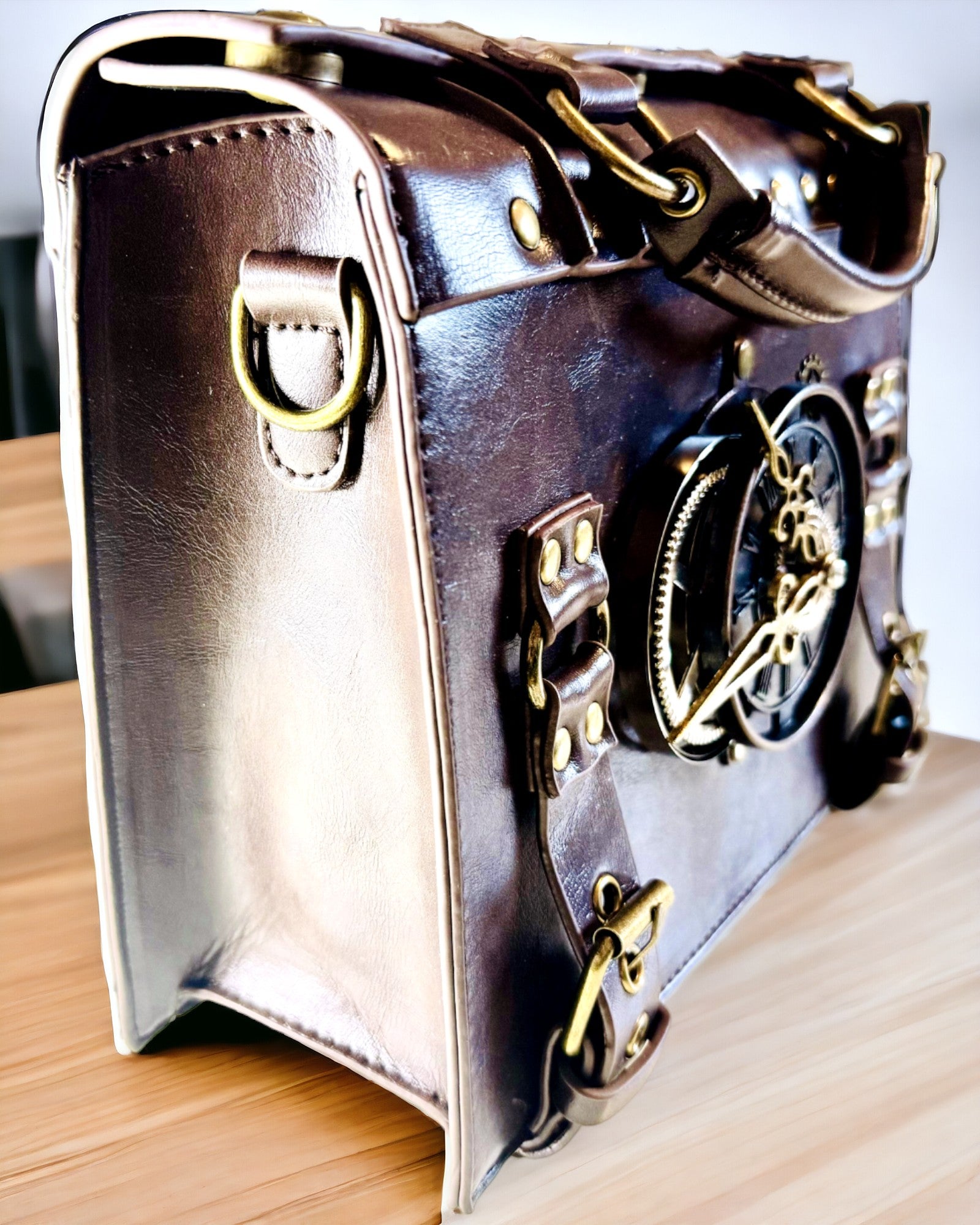 Vintage Óramintás Crossbody Táska - Sokoldalú PU Bőr Textúrájú Satchel Táska