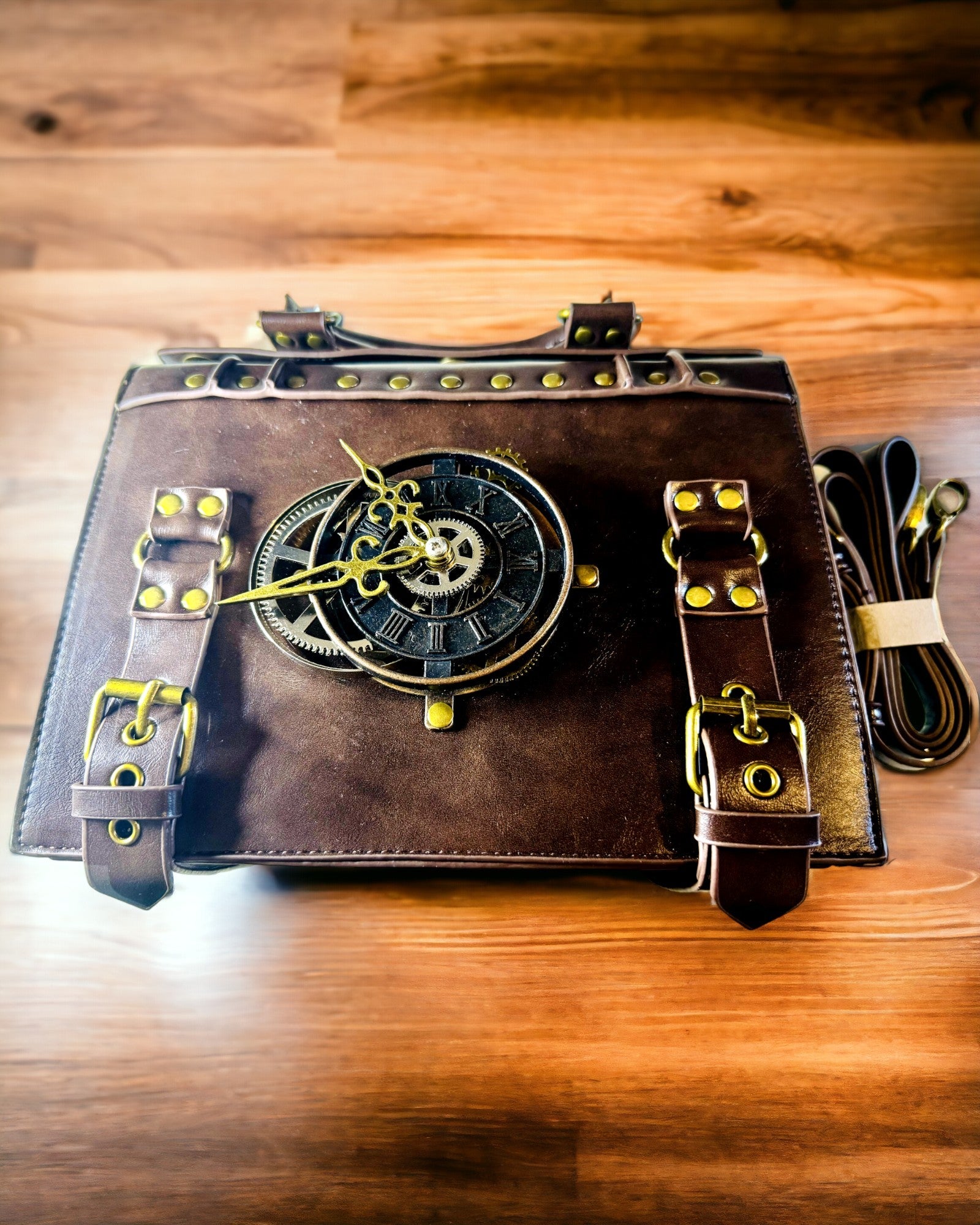 Vintage Óramintás Crossbody Táska - Sokoldalú PU Bőr Textúrájú Satchel Táska