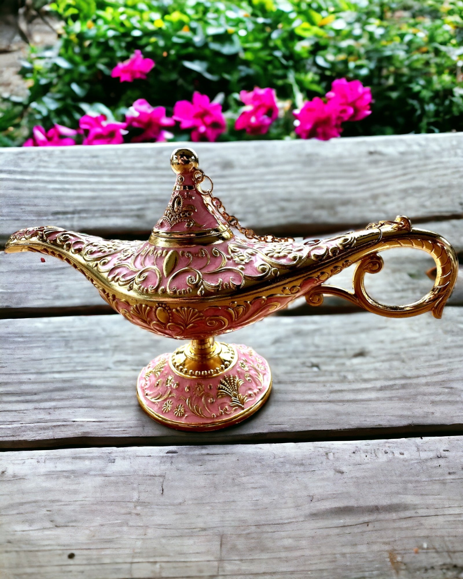 Aladdin Varázslámpája Gravírozási Lehetőséggel - Rózsaszín Változat, arannyal átszőve