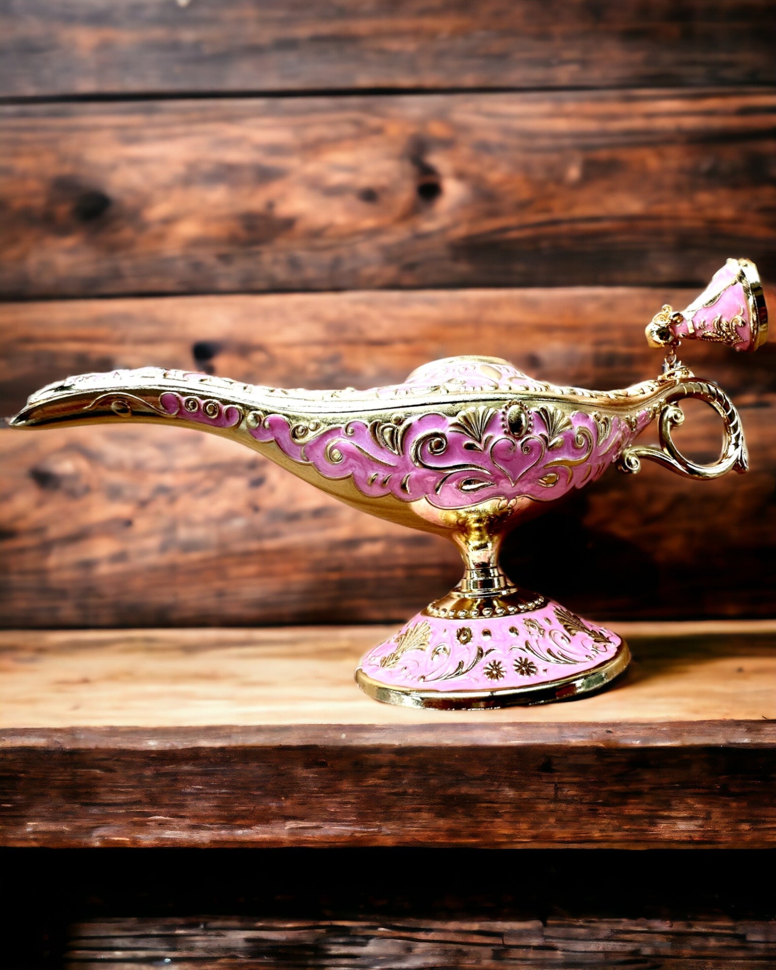 Aladdin Varázslámpája Gravírozási Lehetőséggel - Rózsaszín Változat, arannyal átszőve