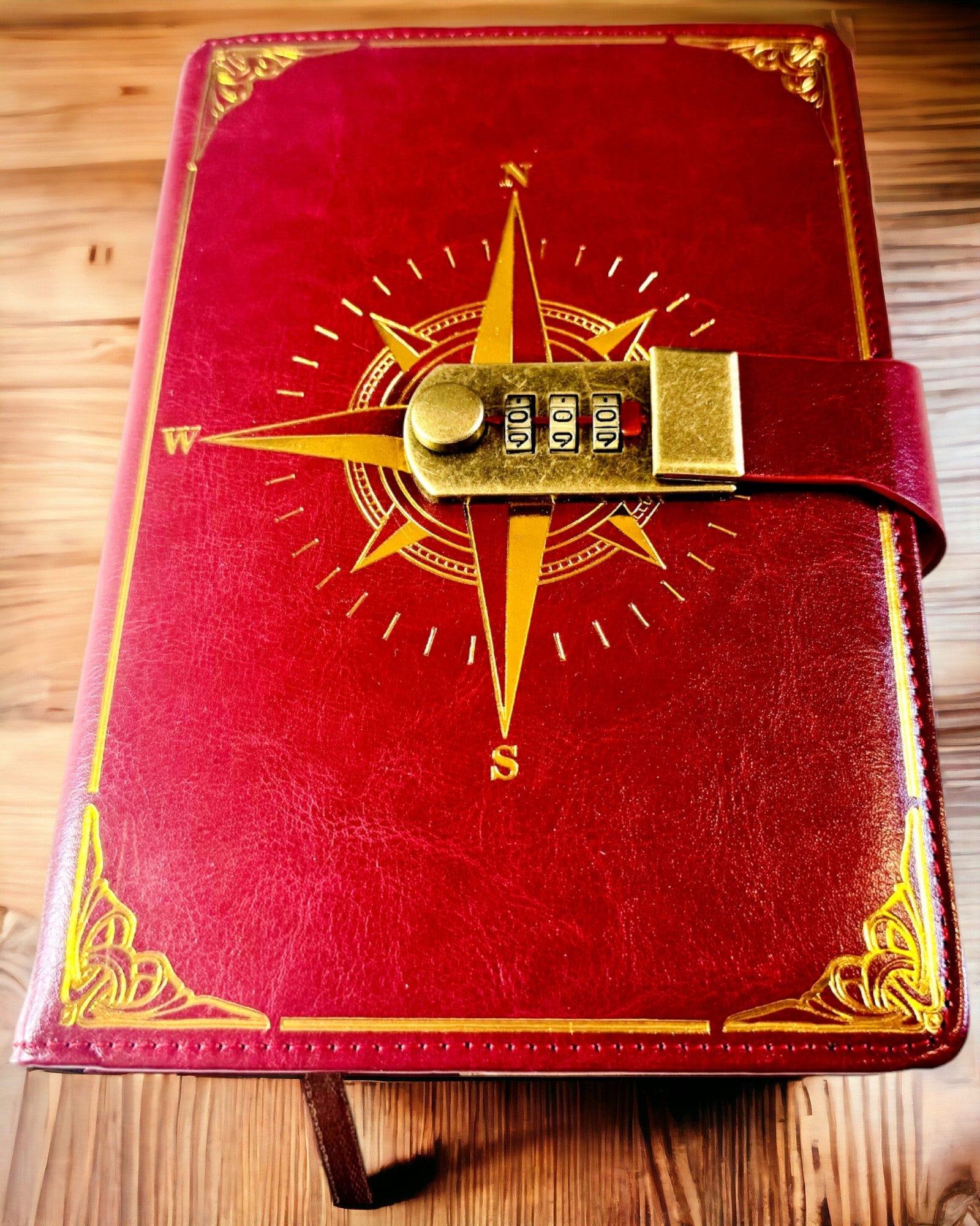 Prémium Jegyzetfüzet Kódzárral A5 - Vintage Stílus Iránytűvel, Japán Dizájn, Papíráruk Diákoknak és Üzleti Felhasználásra. Személyre szabás gravírozással