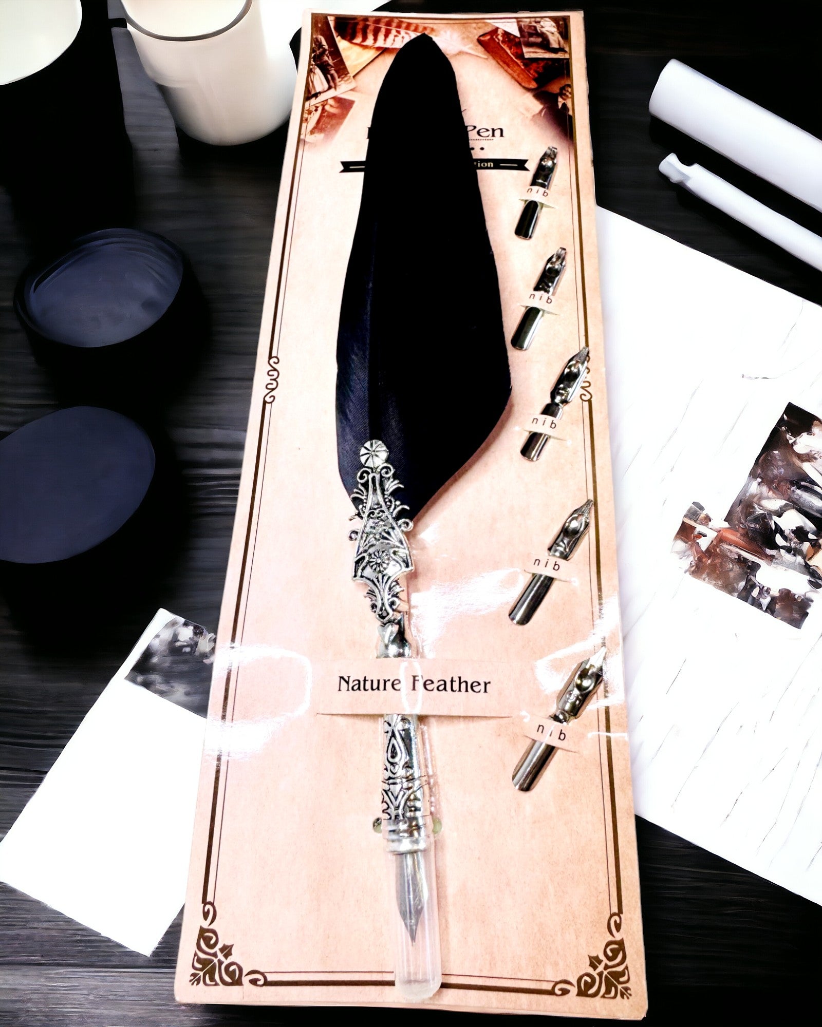 Vintage Kalligráfia Toll Természetes Lúdtollal – Ideális Ajándék Anyák Napjára vagy Tanároknak. Gravírozás