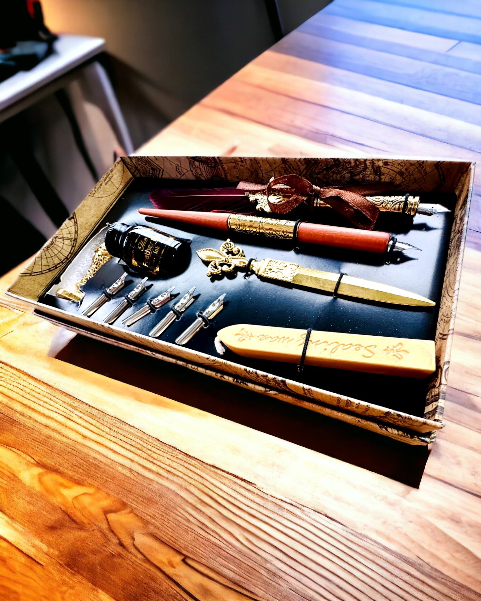 Exkluzív Kalligráfia Készlet, mártogatós töltőtoll és tintakészlet, személyre szabott gravírozással