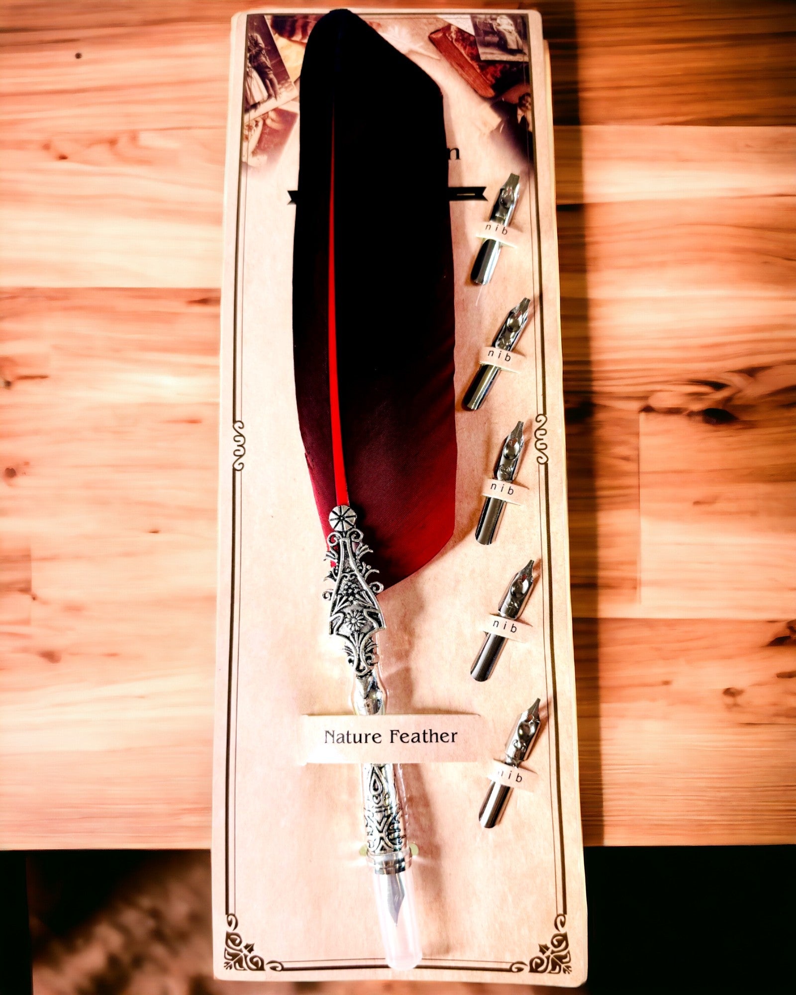 Vintage Kalligráfia Toll Természetes Lúdtollal – Ideális Ajándék Anyák Napjára vagy Tanároknak. Gravírozás