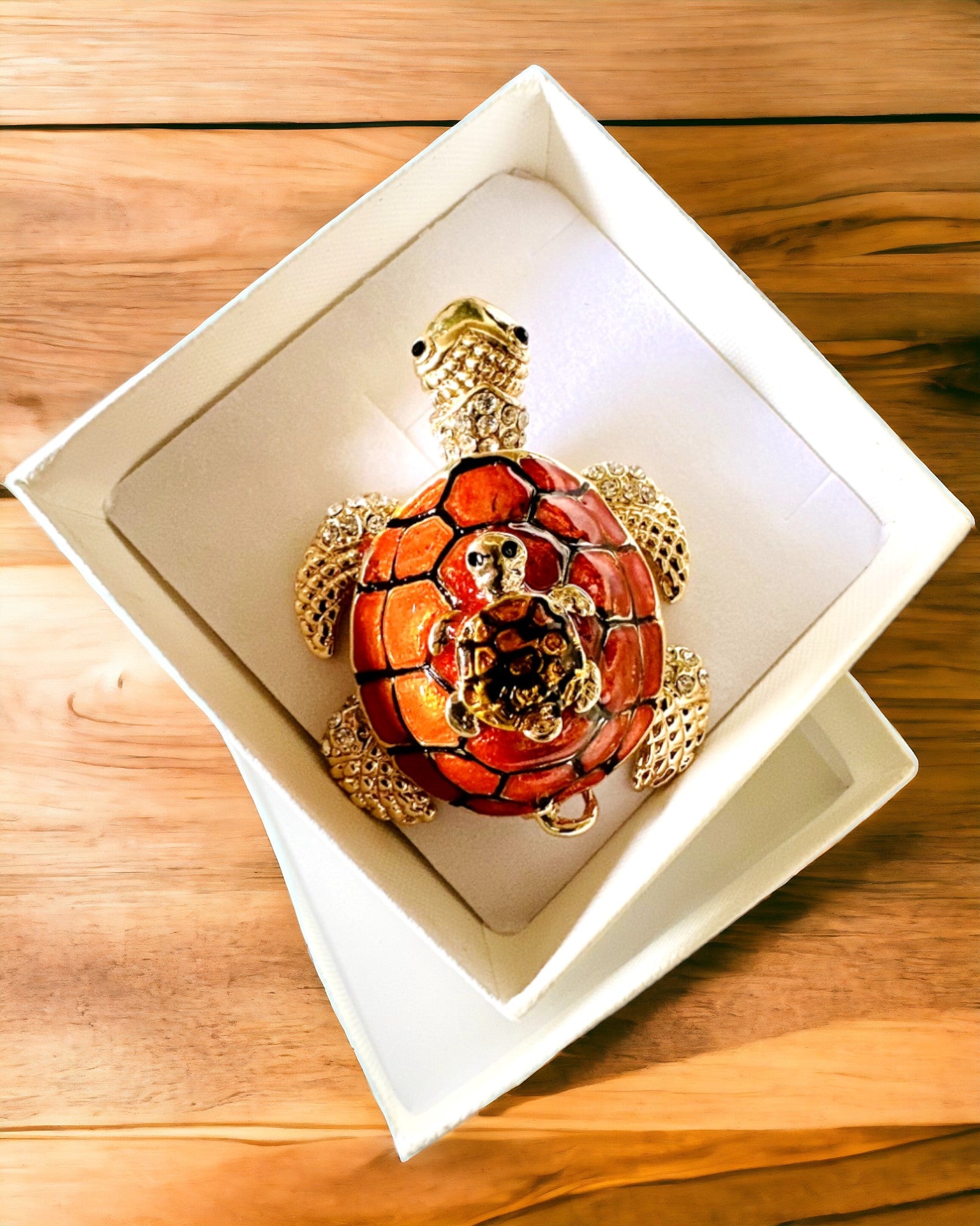 "Teknős Család" doboz - narancssárga szín, személyre szabás gravírozással