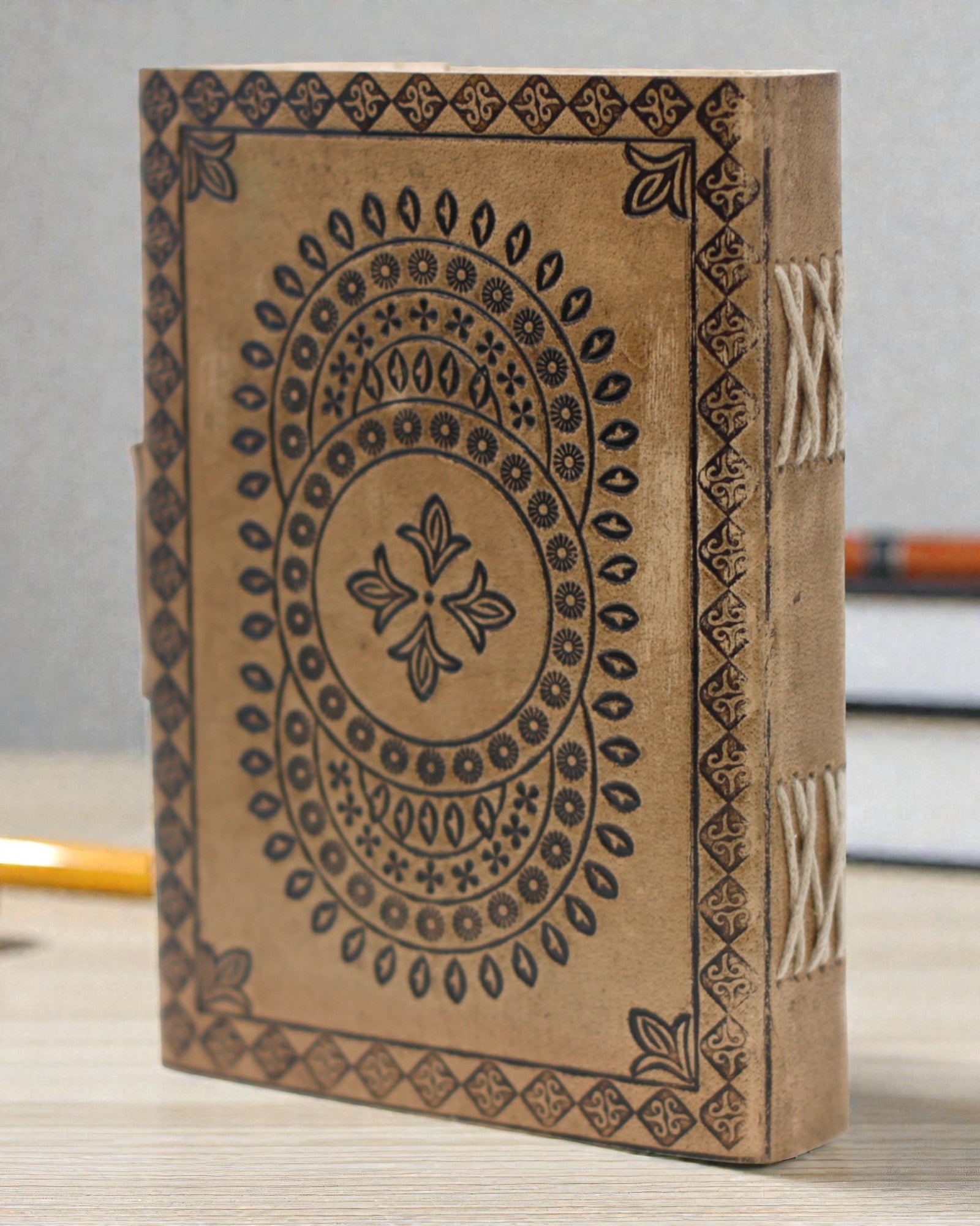 Kék mandalás bőr jegyzetfüzet (18x13 cm)