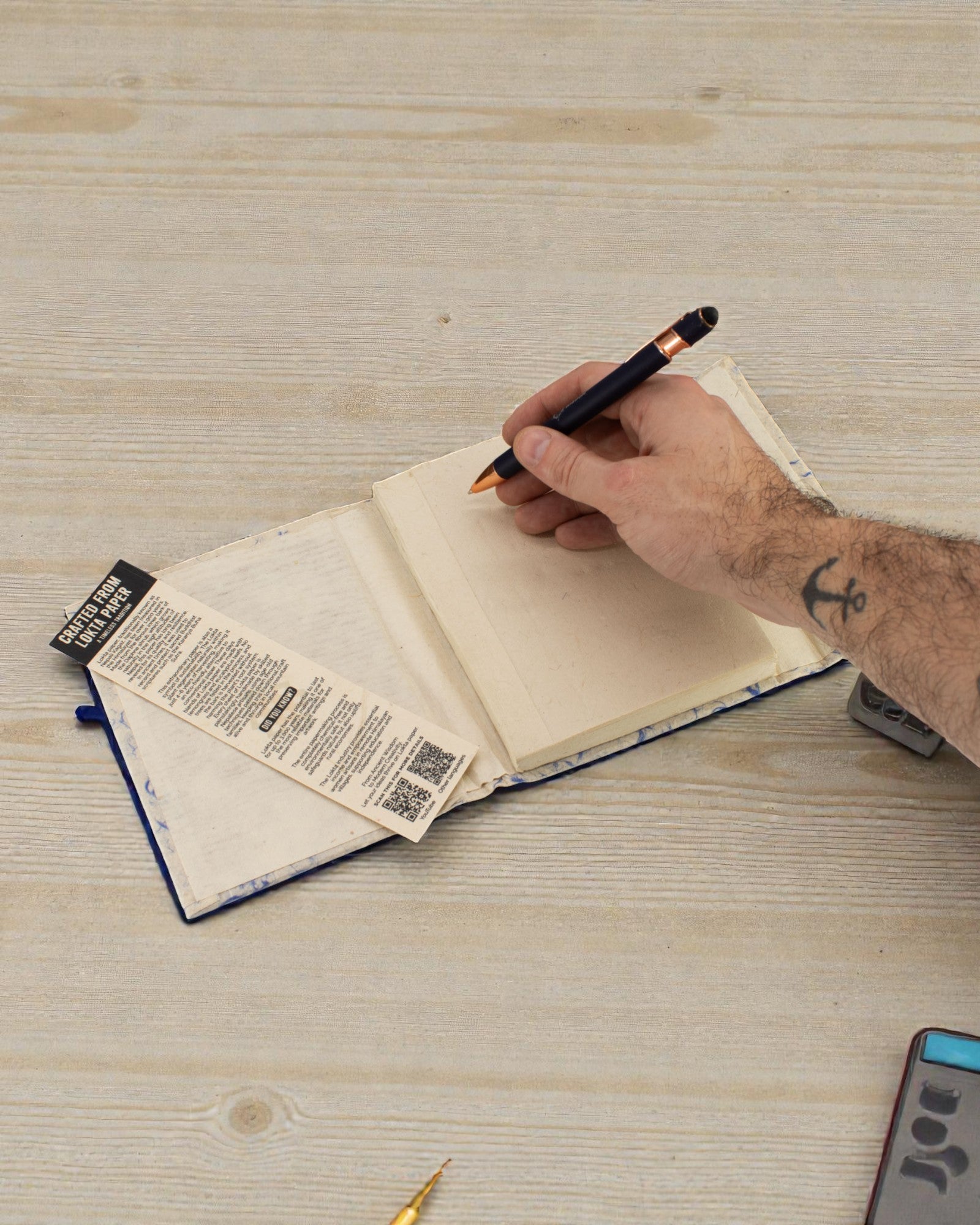 Średni Notatnik Lokta Niebieska Bawełna (15 x 12 cm) – 45 kartek