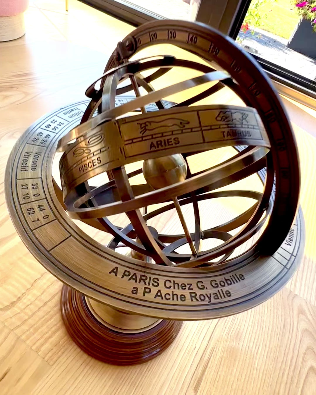 Astrolabium Artis 2 - 30 cm magasságú, kézzel készített gravírozási lehetőséggel, irodai dekoráció, prémium