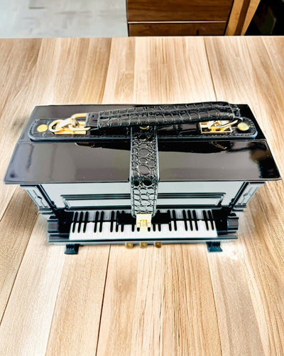 Női Táska „Elegáns Zongora” Fekete és Fehér Színekben