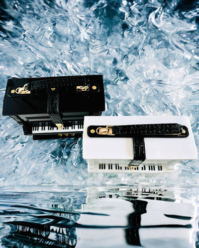 Női Táska „Elegáns Zongora” Fekete és Fehér Színekben