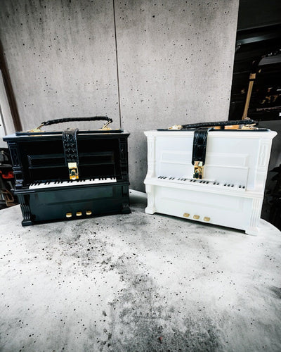 Női Táska „Elegáns Zongora” Fekete és Fehér Színekben