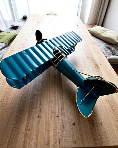 Metalowy model samolotu Blue Baron – retro, na prezent, z opcją grawerowania