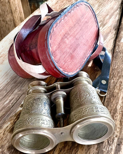 Távcső bőrtokkal Victorian's Eye, 11 cm Sárgaréz, Kézzel díszített, személyre szabás gravírozással ajándékba