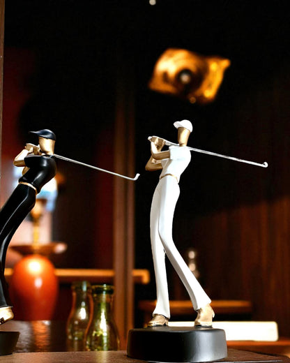 „Swing Elegance” golfozó figura, 24 cm magas, dekoratív, gravírozható ajándékba