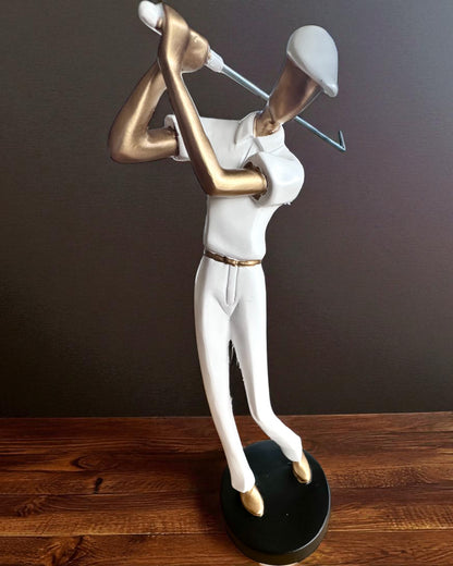 „Swing Elegance” golfozó figura, 24 cm magas, dekoratív, gravírozható ajándékba
