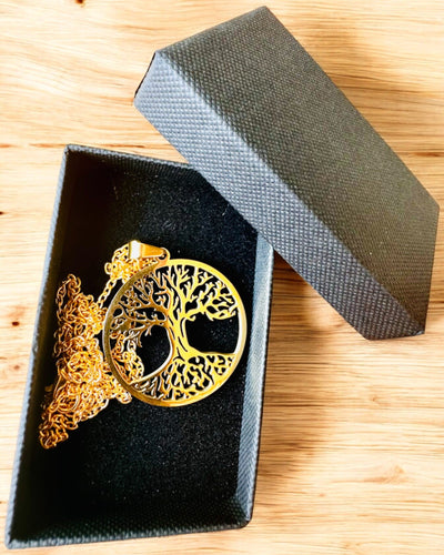 "Életfa" Nyaklánc Rozsdamentes Acélból - személyre szabható gravírozással, 2 színváltozatban