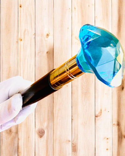 "Kék Gyémánt" sétabot - Kézzel készített fa, gravírozási lehetőséggel