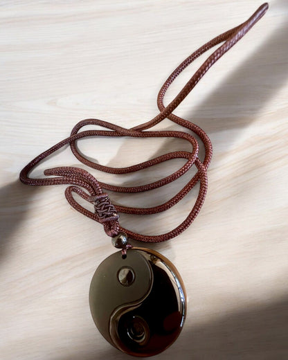 Boho Obszidián Yin Yang Tai Chi Nyaklánc, személyre szabható gravírozással ajándékba