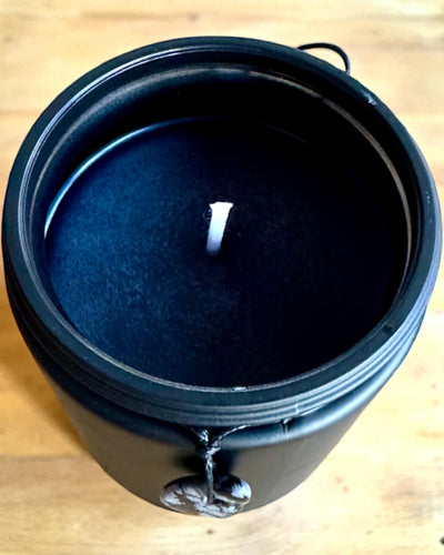 Intenciós obszidián szójagyertya – önbizalom és belső erő, 250 ml, személyre szabható ajándéknak