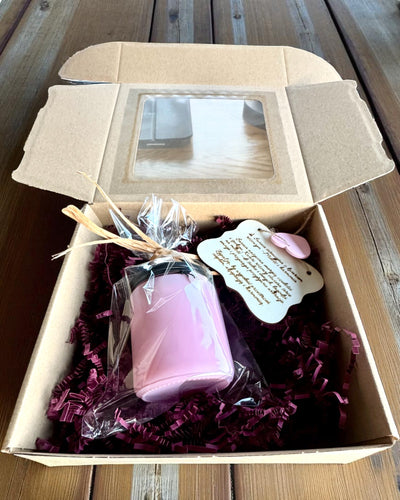 Intenciós szójagyertya Rózsakvarc – szerelem, harmónia és a szív nyugalma, 250 ml, személyre szabható ajándéknak