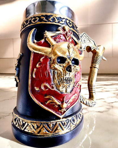 Karnawałowy Kufel Wojownika - 600 ml, 16 cm magasság, személyre szabható gravírozással ajándékba
