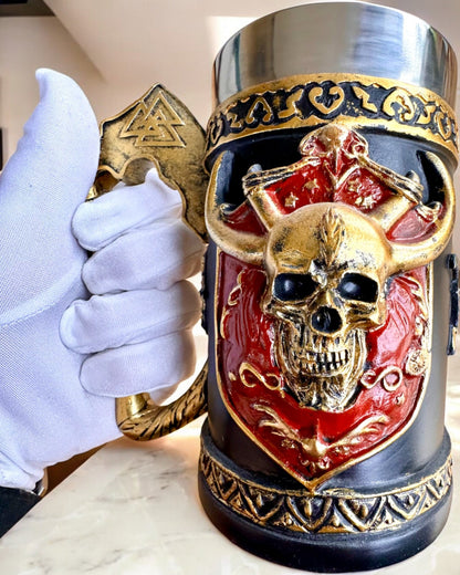 Karnawałowy Kufel Wojownika - 600 ml, 16 cm magasság, személyre szabható gravírozással ajándékba