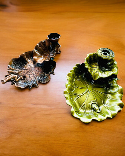 Elegancki Metalowy Uchwyt Na Kadzidło Liść Lotosu - 4 warianty do wyboru, możliwość personalizacji grawerem na prezent