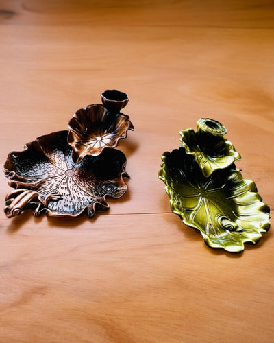 Elegancki Metalowy Uchwyt Na Kadzidło Liść Lotosu - 4 warianty do wyboru, możliwość personalizacji grawerem na prezent