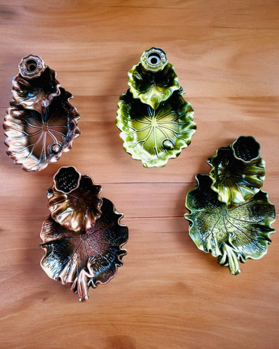 Elegancki Metalowy Uchwyt Na Kadzidło Liść Lotosu - 4 warianty do wyboru, możliwość personalizacji grawerem na prezent