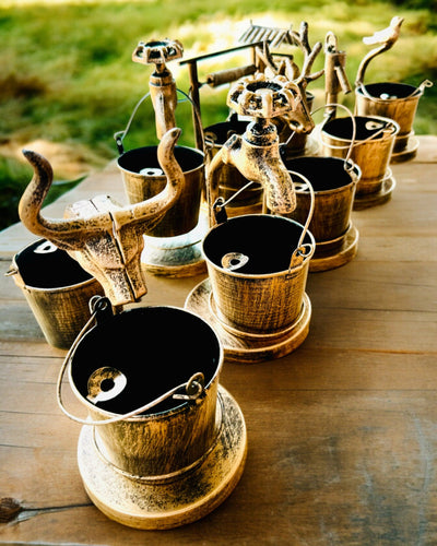 Stylowa Metalowa Popielniczka "Rustic Charm" 19-23 cm wysokości, 8 wariantów do wyboru, grawer na życzenie