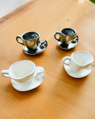 Elegáns Kerámia Csészék „Maska” – 2 darabos készlet - személyre szabható gravírozással ajándékba