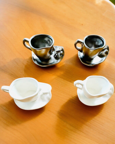 Elegáns Kerámia Csészék „Maska” – 2 darabos készlet - személyre szabható gravírozással ajándékba