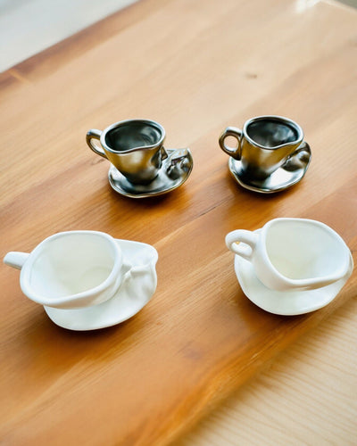 Elegáns Kerámia Csészék „Maska” – 2 darabos készlet - személyre szabható gravírozással ajándékba