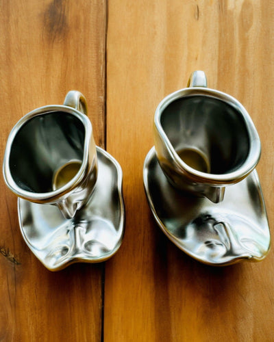 Elegáns Kerámia Csészék „Maska” – 2 darabos készlet - személyre szabható gravírozással ajándékba