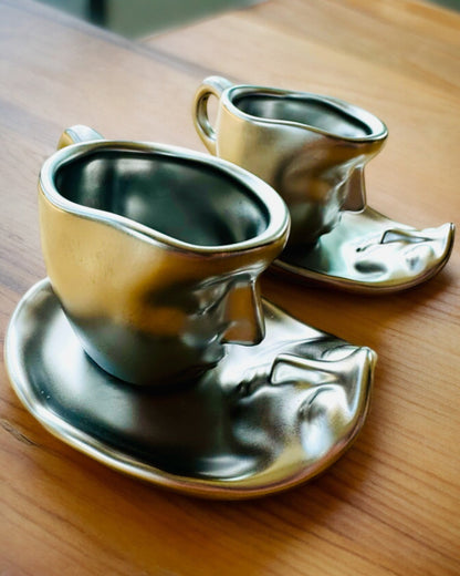 Elegáns Kerámia Csészék „Maska” – 2 darabos készlet - személyre szabható gravírozással ajándékba