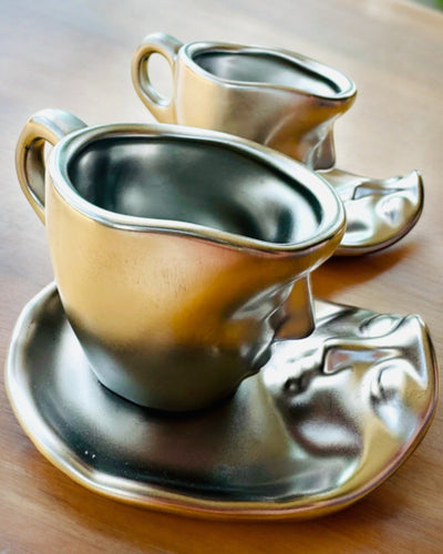 Elegáns Kerámia Csészék „Maska” – 2 darabos készlet - személyre szabható gravírozással ajándékba