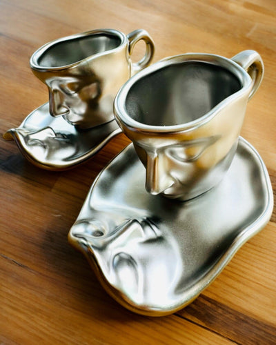 Elegáns Kerámia Csészék „Maska” – 2 darabos készlet - személyre szabható gravírozással ajándékba