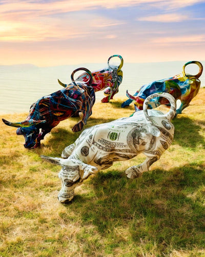 Dekoratív "BullArt" Bika Szobor – Egyedi Művészet Gravírozási Lehetőséggel - 4 színváltozatban, személyre szabott ajándékként