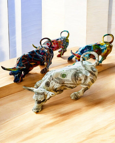 Dekoratív "BullArt" Bika Szobor – Egyedi Művészet Gravírozási Lehetőséggel - 4 színváltozatban, személyre szabott ajándékként